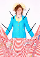 Mira Mikati Mira Mikati Red White Stripe Cotton Skirt Dress - Runway Catalog