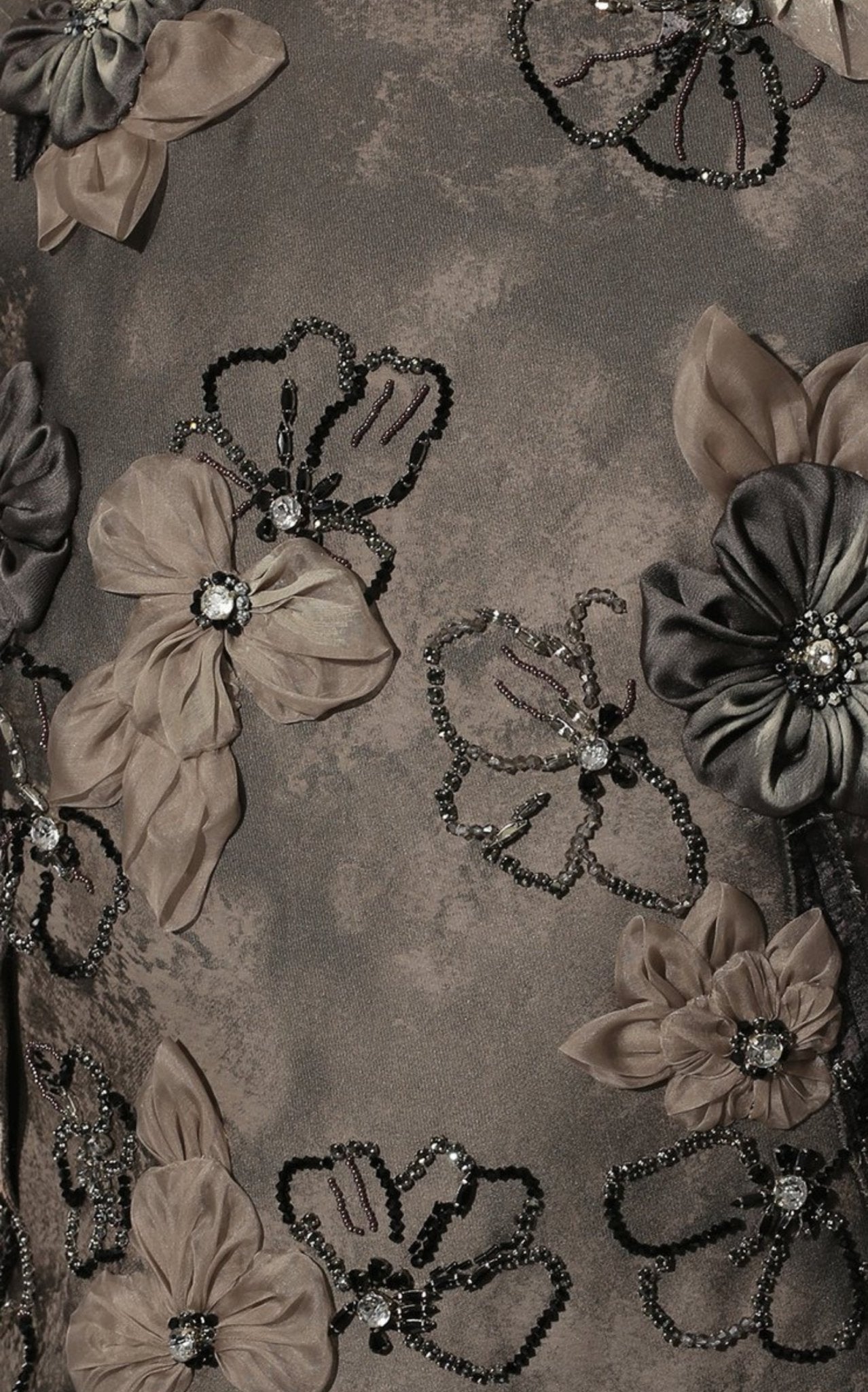 Miu Miu Graphite grey_sheath_dress_with_organza_floral_appliqus