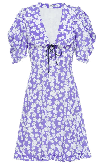 Miu Miu Marocain Floral Print Silk Dress - Runway Catalog