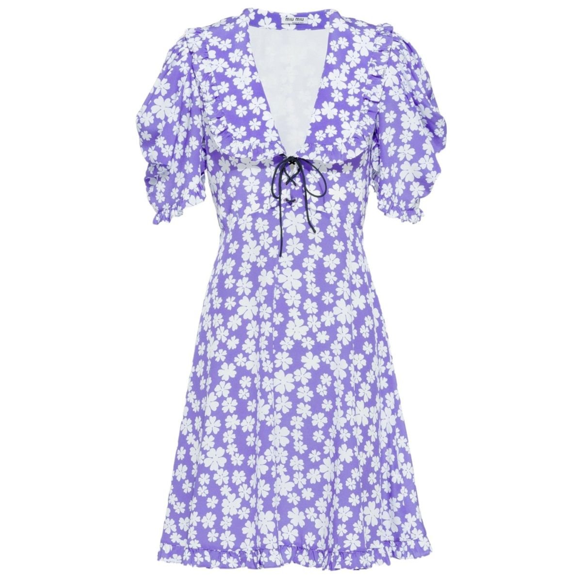 Miu Miu Marocain Floral Print Silk Dress