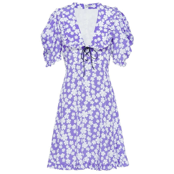 Miu Miu Marocain Floral Print Silk Dress