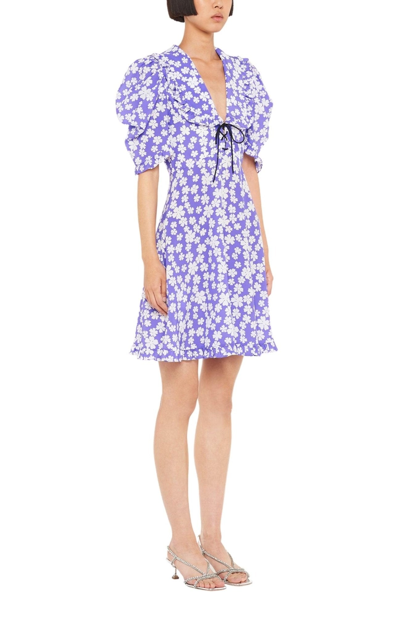 Miu Miu Marocain Floral Print Silk Dress
