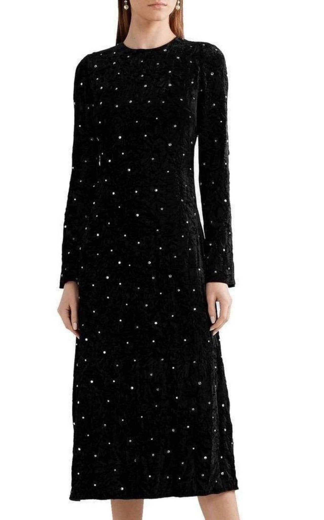 Miu Miu Open - Back Crystal - Embellished Crushed - Velvet Midi Dress - Runway Catalog