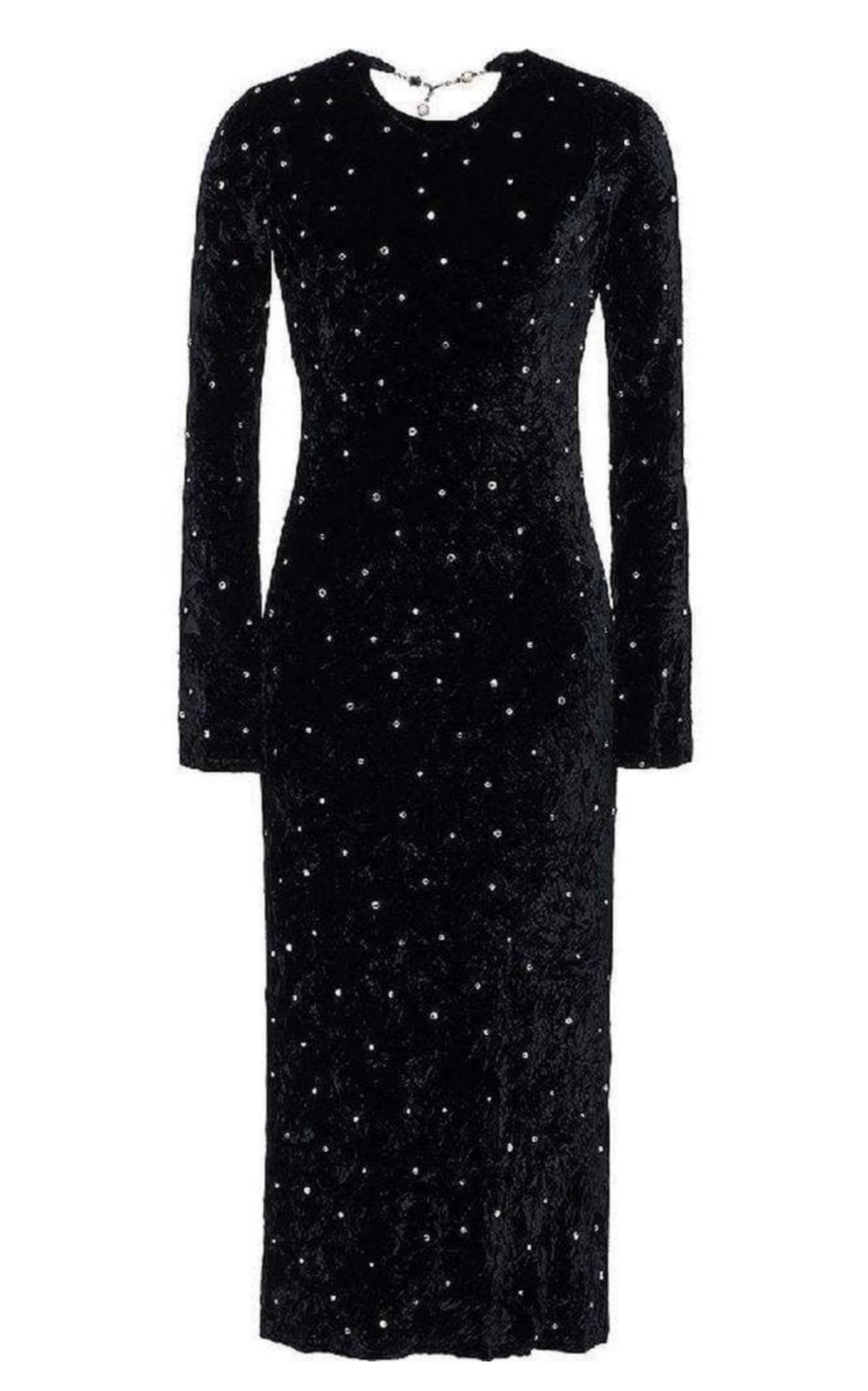 Miu Miu Open - Back Crystal - Embellished Crushed - Velvet Midi Dress - Runway Catalog