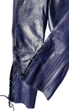 Miu Miu Runway Blue Leather Lace-Up Moto Pants - Runway Catalog