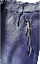 Miu Miu Runway Blue Leather Lace-Up Moto Pants - Runway Catalog