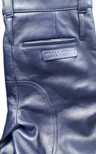 Miu Miu Runway Blue Leather Lace-Up Moto Pants - Runway Catalog