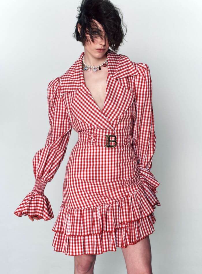 Editorial fashion photograph in Montreal featuring designer items provided by Runway Catalog.