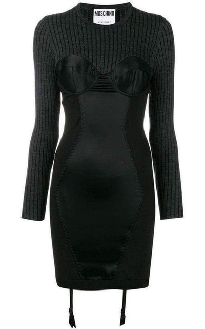 Moschino Couture Bustier Knitted and Satin Dress - Runway Catalog