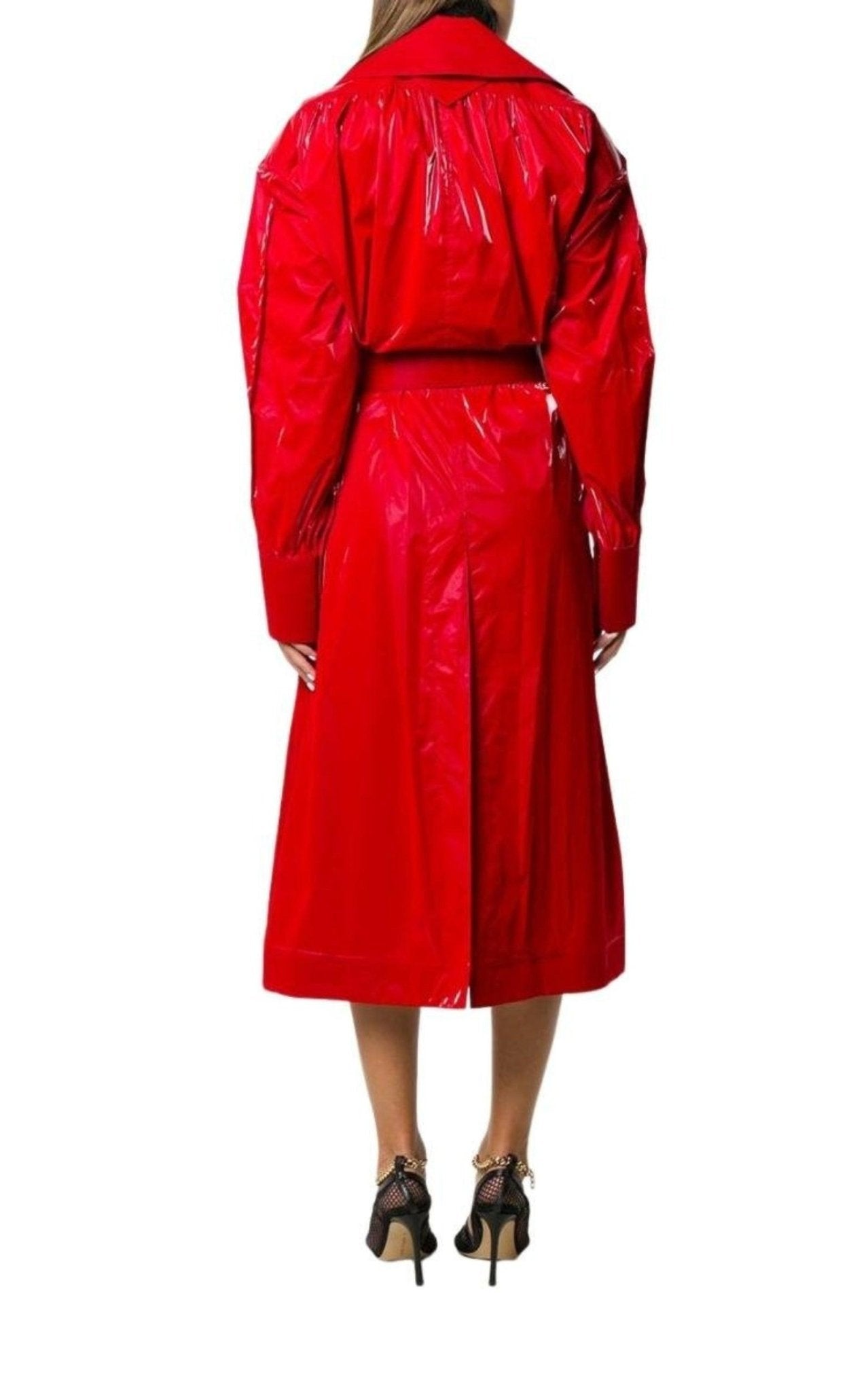 Mugler Belted Glossy Red Trench Coat - Runway Catalog