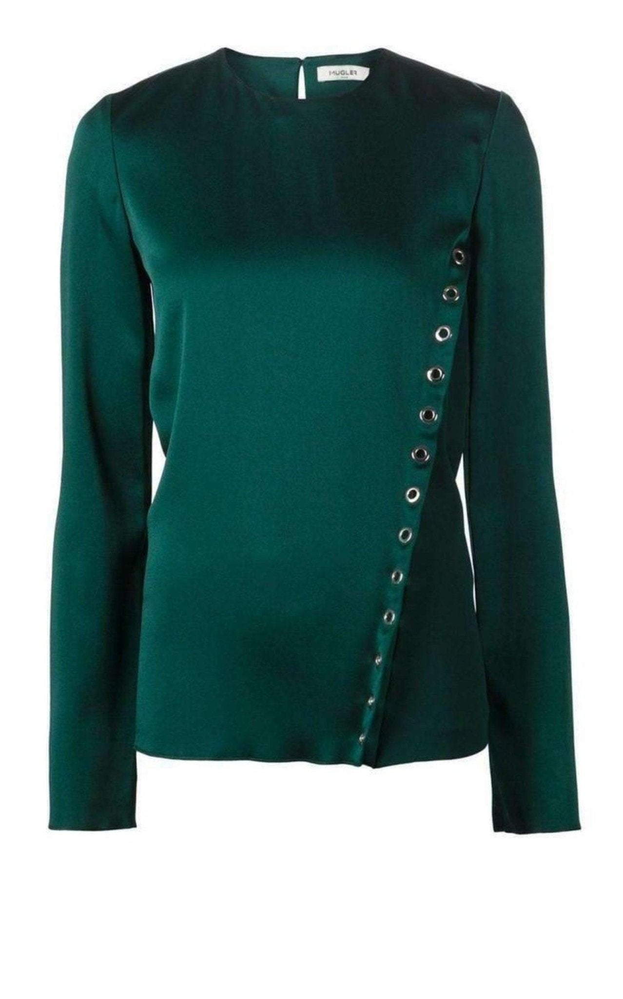 Mugler Forest Green Eyelet Detail Blouse - Runway Catalog