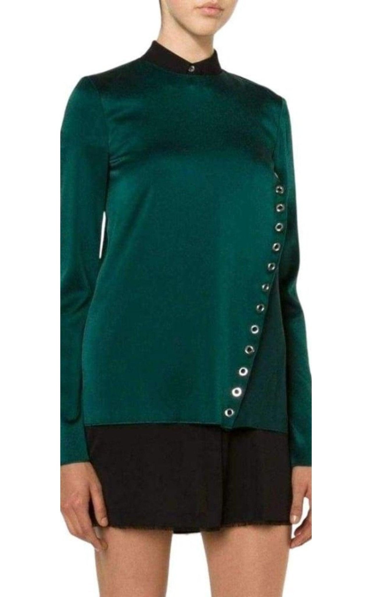 Mugler Forest Green Eyelet Detail Blouse - Runway Catalog