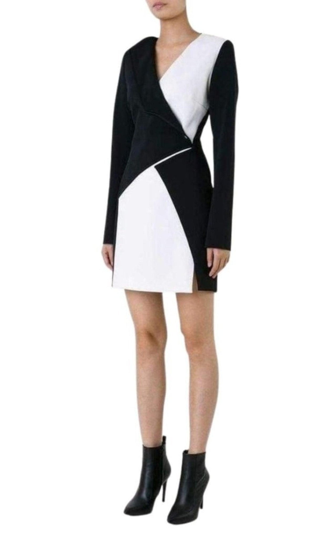 Mugler Mugler Bonded Monochrome Crepe Mini Dress - Runway Catalog