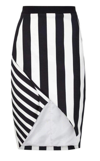 Mugler Striped Stretch Crepe Skirt - Runway Catalog
