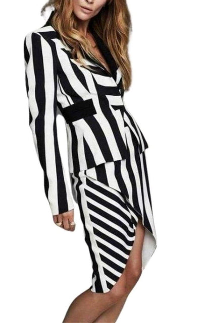 Mugler Striped Stretch Crepe Skirt - Runway Catalog