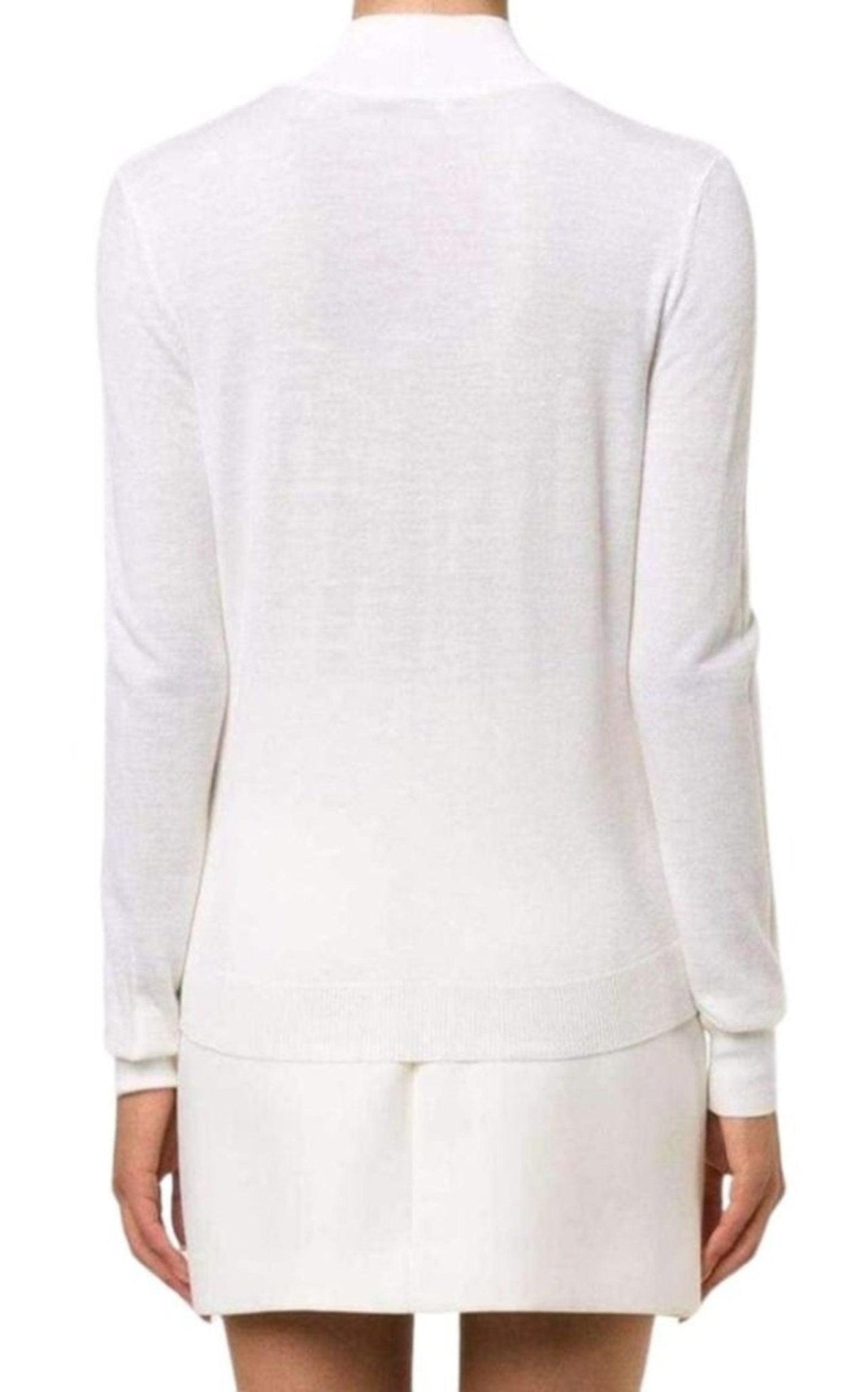Mugler White Extra Fine Wool Cutout Detail Sweater - Runway Catalog