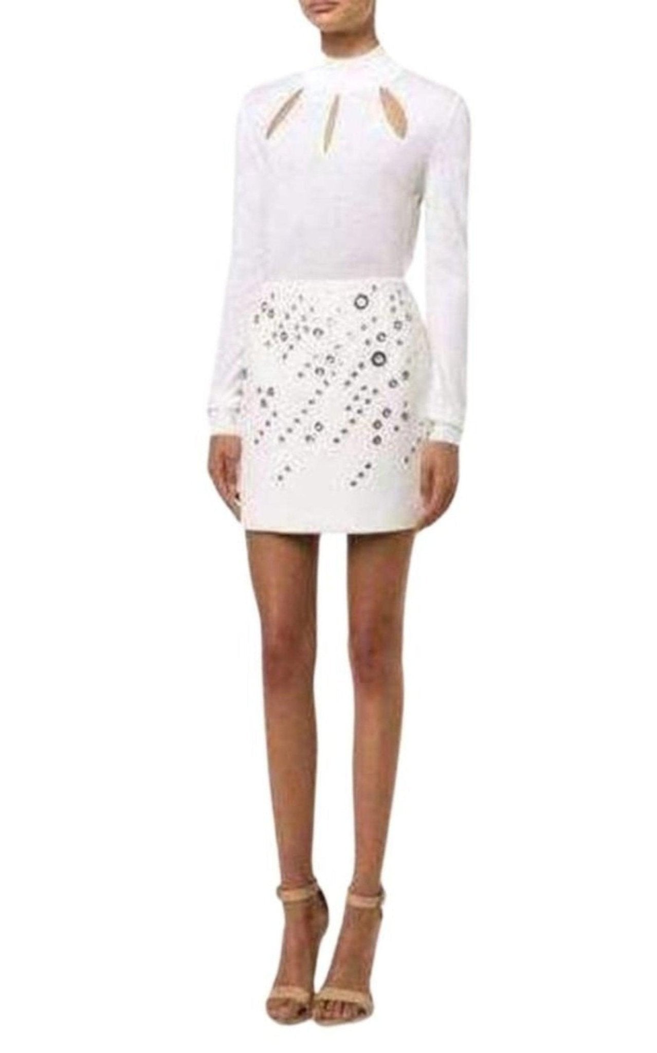 Mugler White Extra Fine Wool Cutout Detail Sweater - Runway Catalog