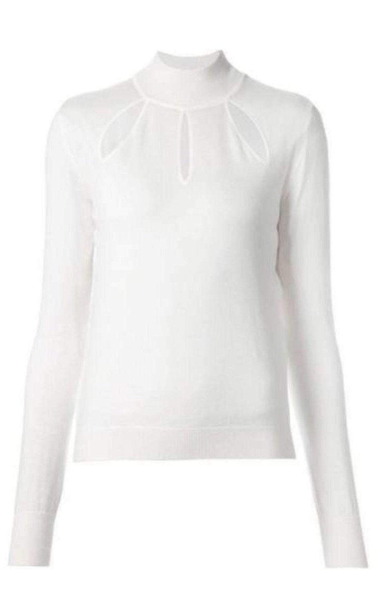 Mugler White Extra Fine Wool Cutout Detail Sweater - Runway Catalog