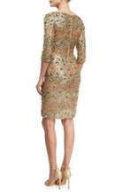 Naeem Khan Naeem Khan Beaded Gold Fitted Cocktail Dress - Runway Catalog