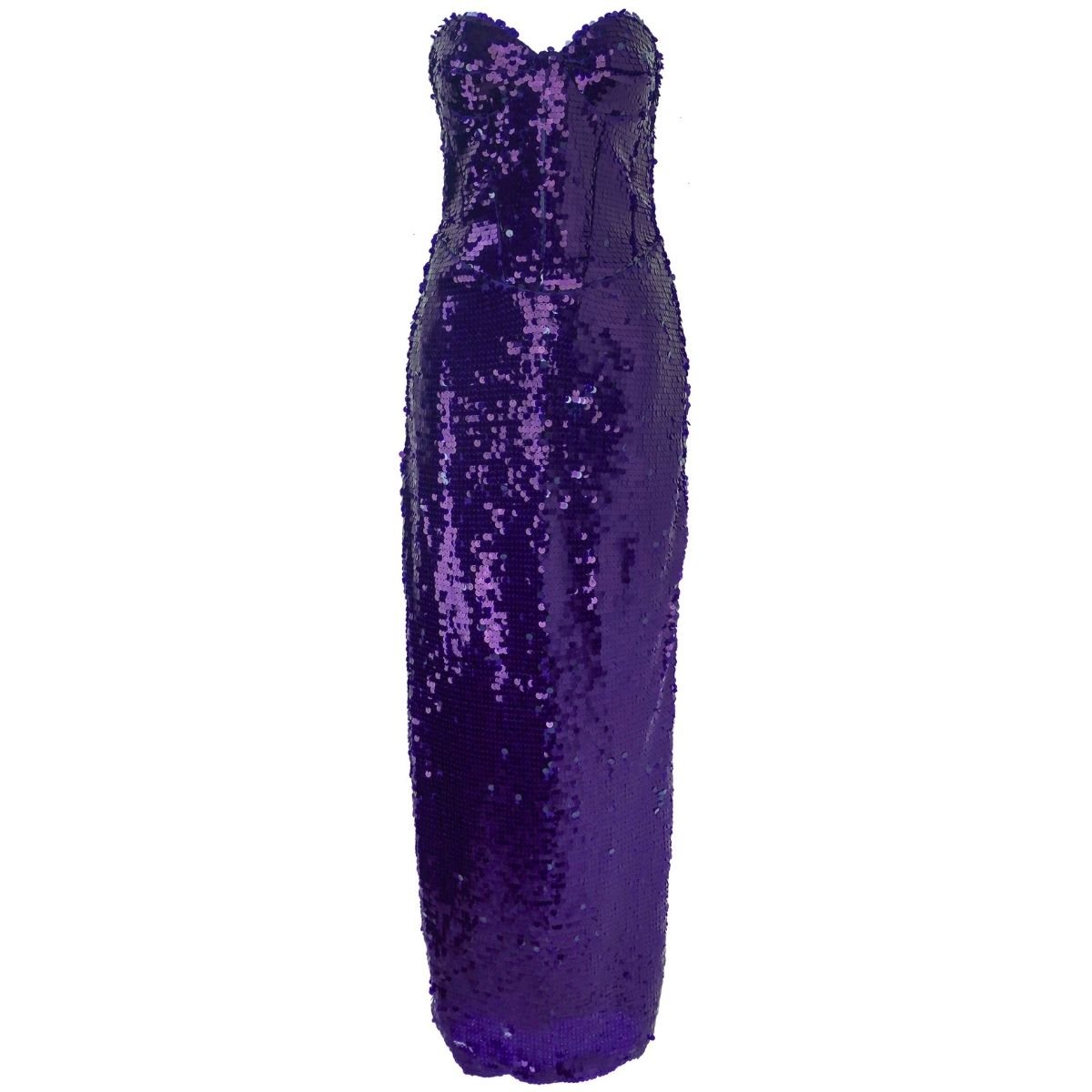 New Arrivals by Ilkyaz Ozel Purple Sequin Bustier Satin Gown - Runway Catalog