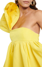 Nina Ricci Asymmetrisches, ausgestelltes, einseitiges Minikleid in Gelb – Laufsteg-Katalog