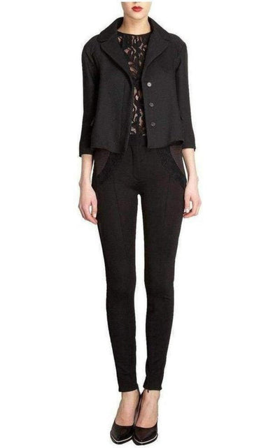 Nina Ricci Black Lace Trim Wool Leggings Trousers - Runway Catalog