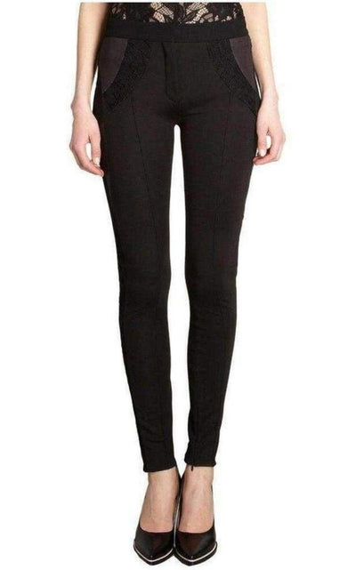 Nina Ricci Black Lace Trim Wool Leggings Trousers - Runway Catalog