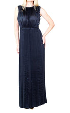 Nina Ricci Black Pleated Sequin Embellished Maxi Silk Gown - Runway Catalog