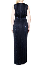 Nina Ricci Black Pleated Sequin Embellished Maxi Silk Gown - Runway Catalog