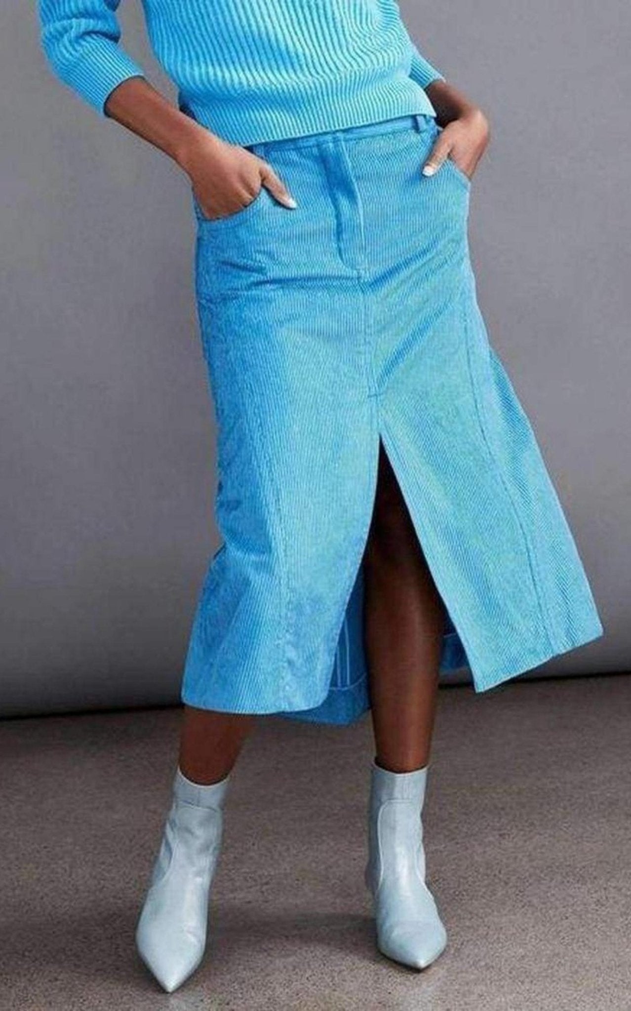 Nina Ricci Cotton Blend Corduroy A-Line Skirt