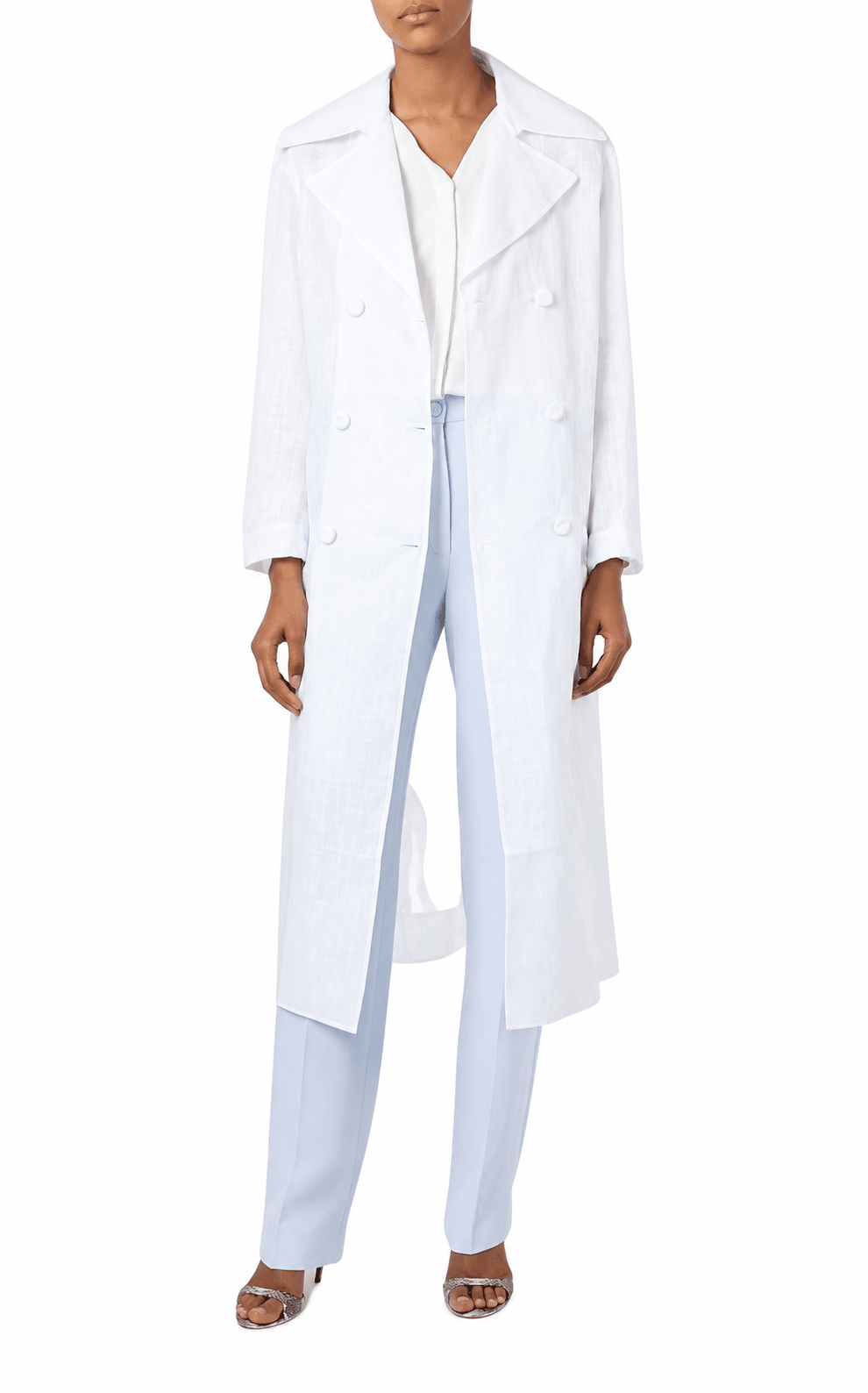 Nina Ricci Cotton Organza Mesh Double Breasted Overcoat - Runway Catalog