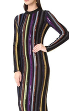 Nina Ricci Long Sleeve Sequin Embellished Knit Bayadere Dress - Runway Catalog