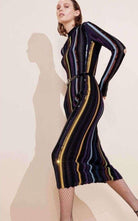 Nina Ricci Long Sleeve Sequin Embellished Knit Bayadere Dress - Runway Catalog