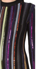 Nina Ricci Long Sleeve Sequin Embellished Knit Bayadere Dress - Runway Catalog