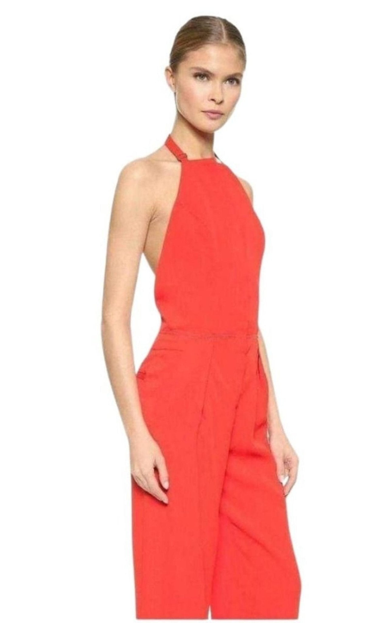 Nina Ricci Red Open Back Sleeveless Silk Jumpsuit - Runway Catalog