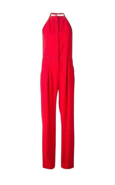 Nina Ricci Red Open Back Sleeveless Silk Jumpsuit - Runway Catalog