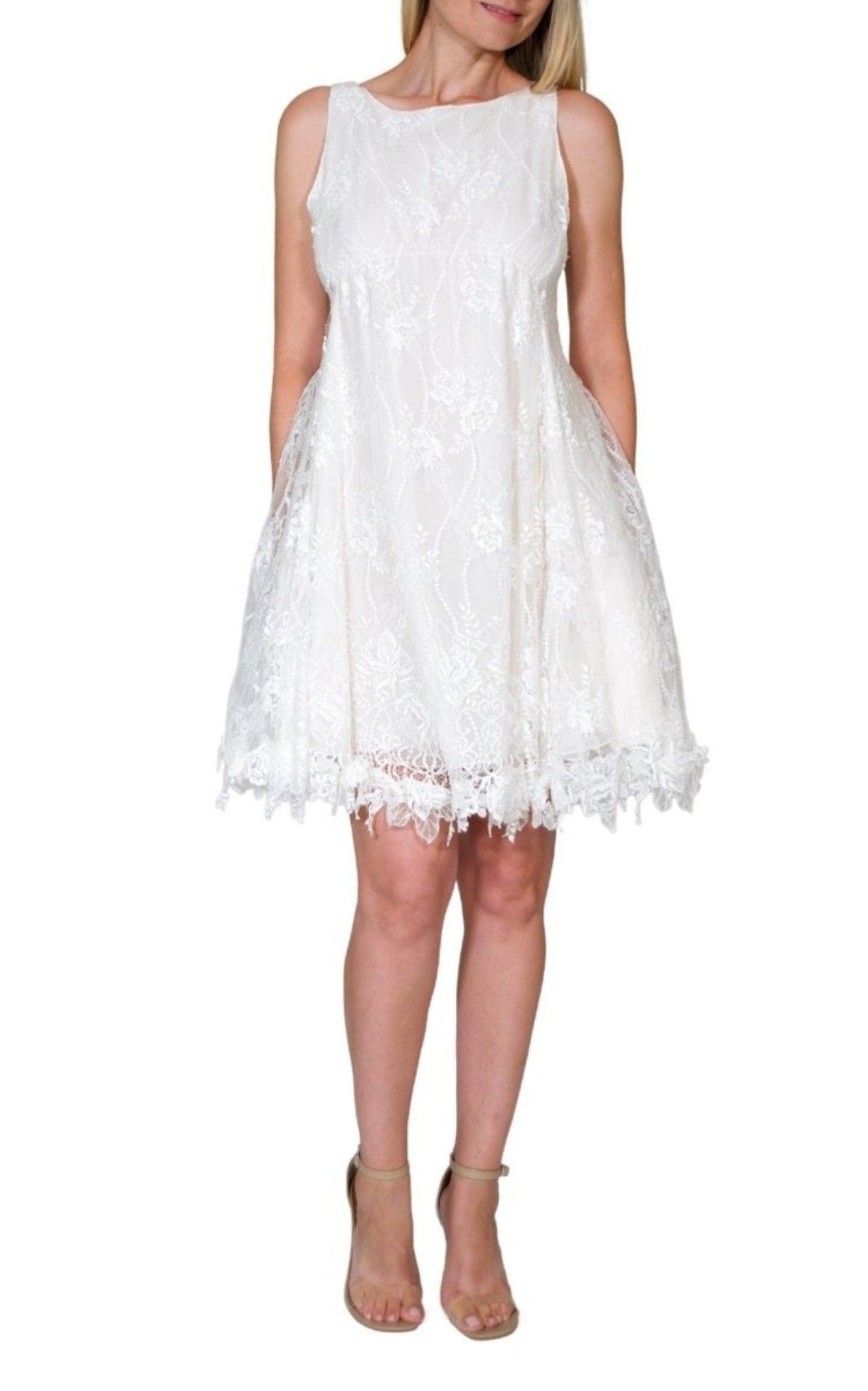 Nina Ricci White A - line Silhouette Babydoll Lace Dress Runway - Runway Catalog