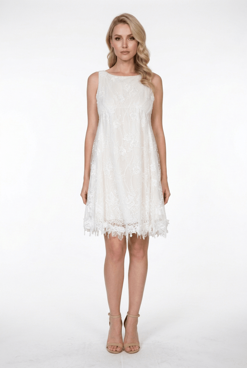 Nina Ricci White A-line Silhouette Babydoll Lace Dress Runway - Runway Catalog