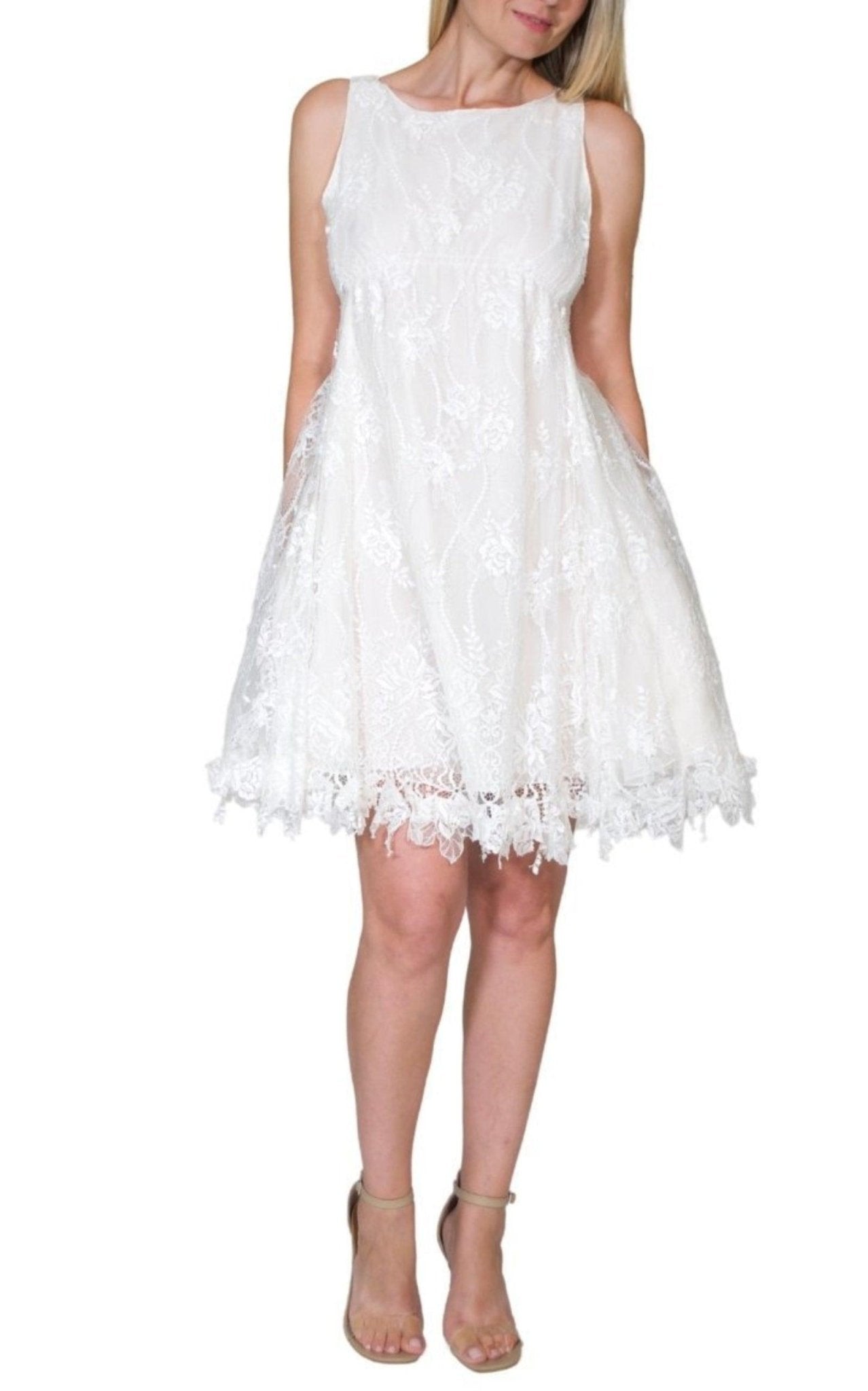 Nina Ricci White A - line Silhouette Babydoll Lace Dress Runway - Runway Catalog