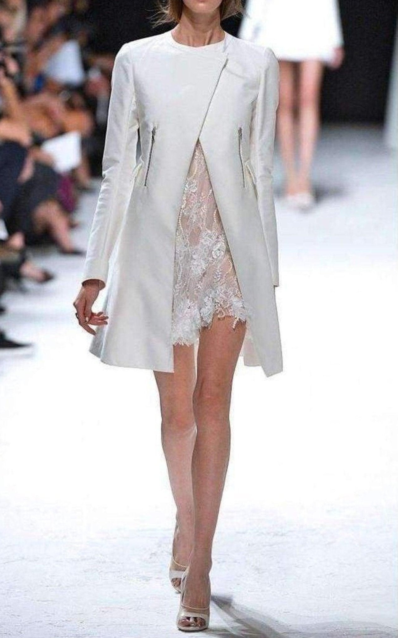 Nina Ricci White A - line Silhouette Babydoll Lace Dress Runway - Runway Catalog