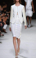 Nina Ricci White Tailored Cotton Lace Back Jacket - Runway Catalog