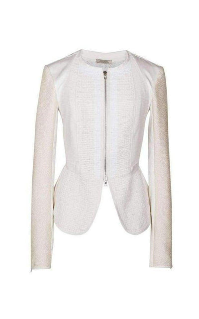 Nina Ricci White Tailored Cotton Lace Back Jacket - Runway Catalog