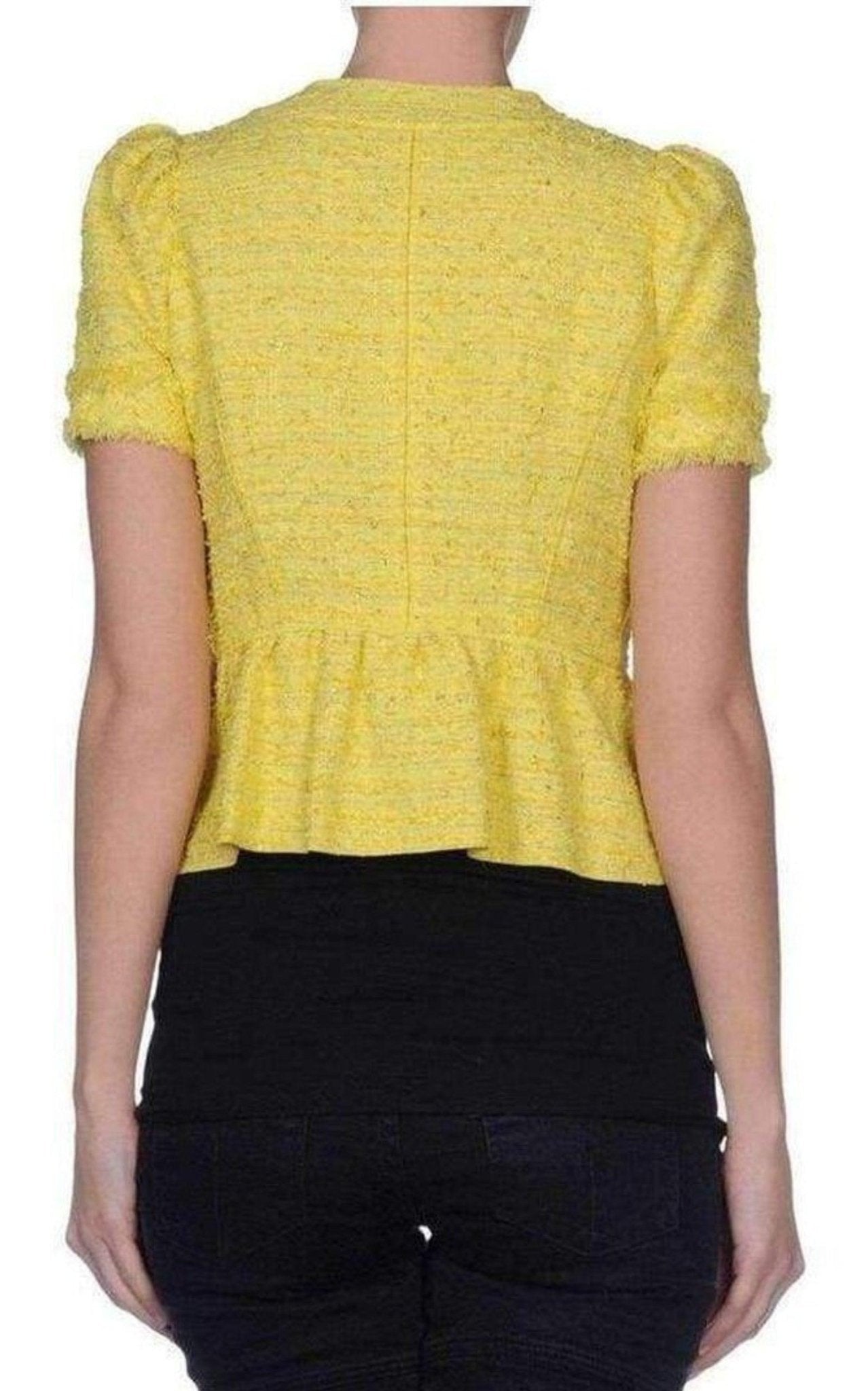 Nina Ricci Yellow Tweed Cropped Blazer Jacket - Runway Catalog