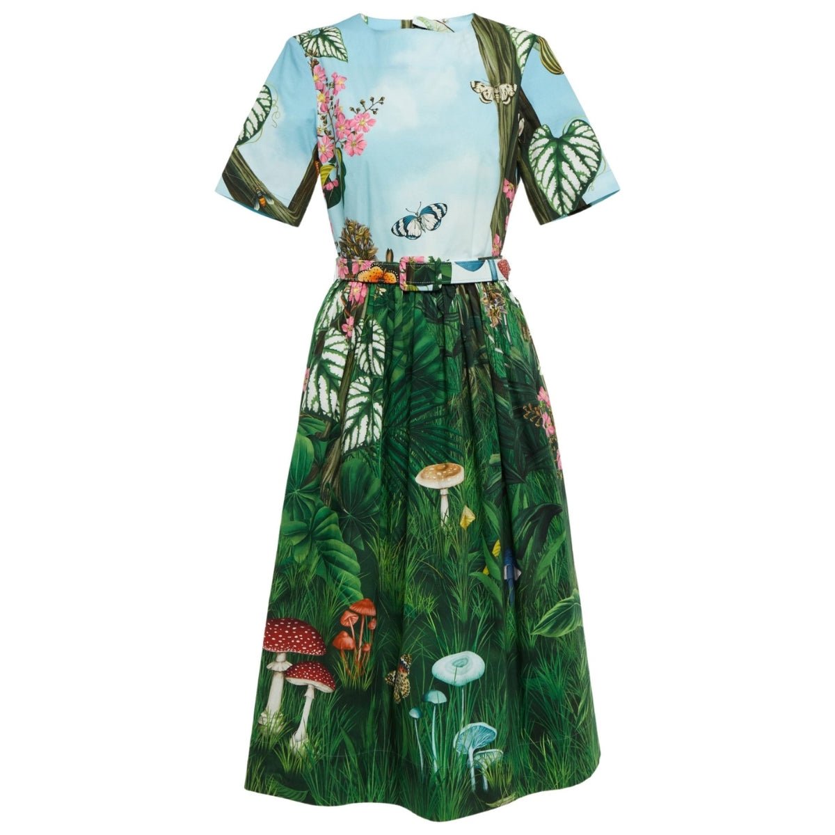 Robe midi en popeline stretch à imprimé botanique Oscar de la Renta - Catalogue Runway