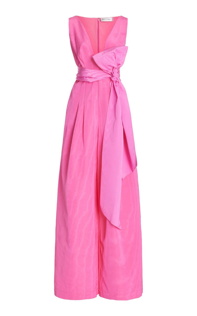 Oscar de la Renta Cotton - blend Jumpsuit with Belt Details - Runway Catalog