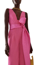 Oscar de la Renta Cotton - blend Jumpsuit with Belt Details - Runway Catalog