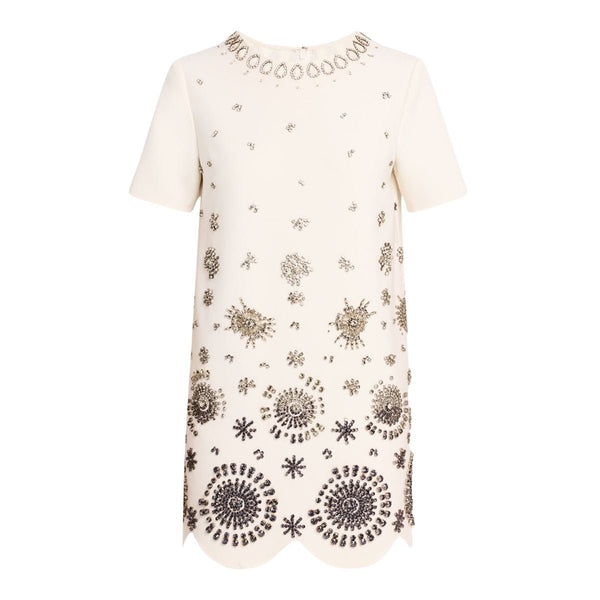 white christmas dresses French Connection Silk Cream Lily Floral Print Shift Dress main image 0
