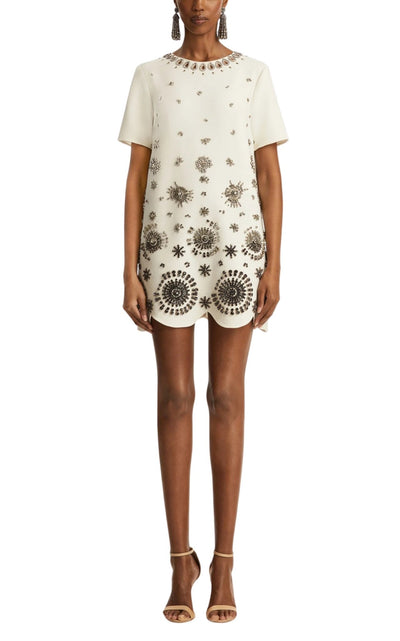 Oscar de la Renta Crystal Medallion Shift Dress - Runway Catalog