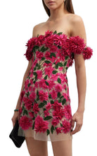 Oscar de la Renta Dahlia Floral - appliqué Mini Dress - Runway Catalog