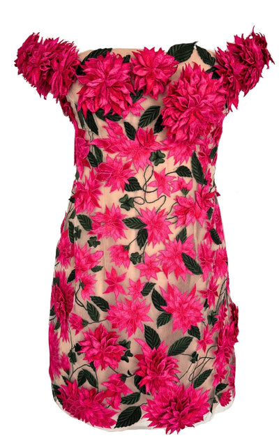 Oscar de la Renta Dahlia Floral - appliqué Mini Dress - Runway Catalog